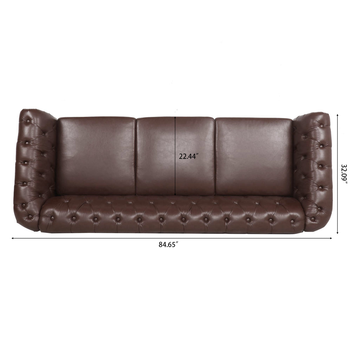 Anthony & Home Chesterfield sofa with birch wood legs, featuring deep button tufting and plush upholstery in a classic design.