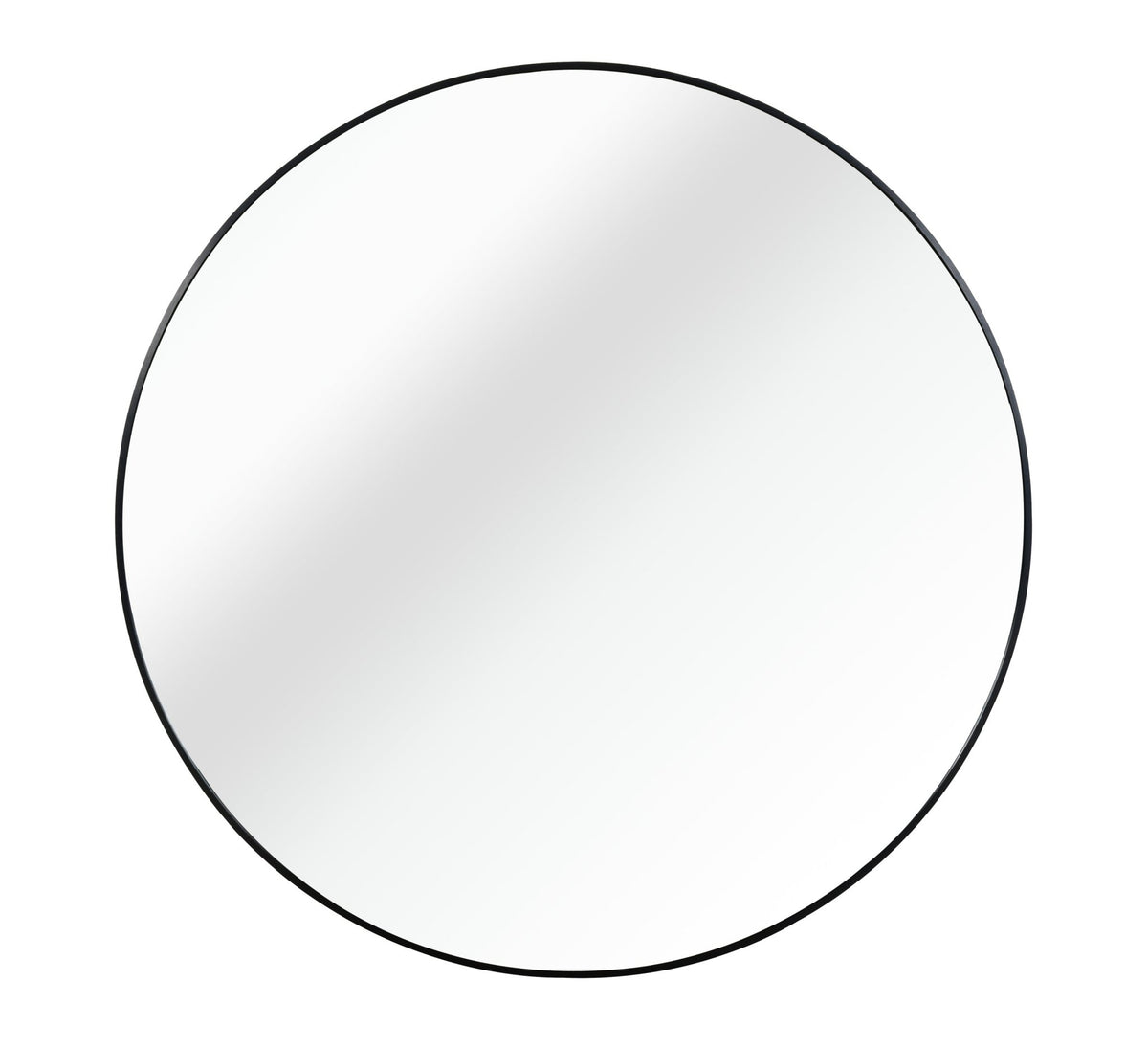 Round black aluminum frame bath mirror by Anthony & Home, 36-inch wall-mounted mirror with high-definition glass for bathrooms.