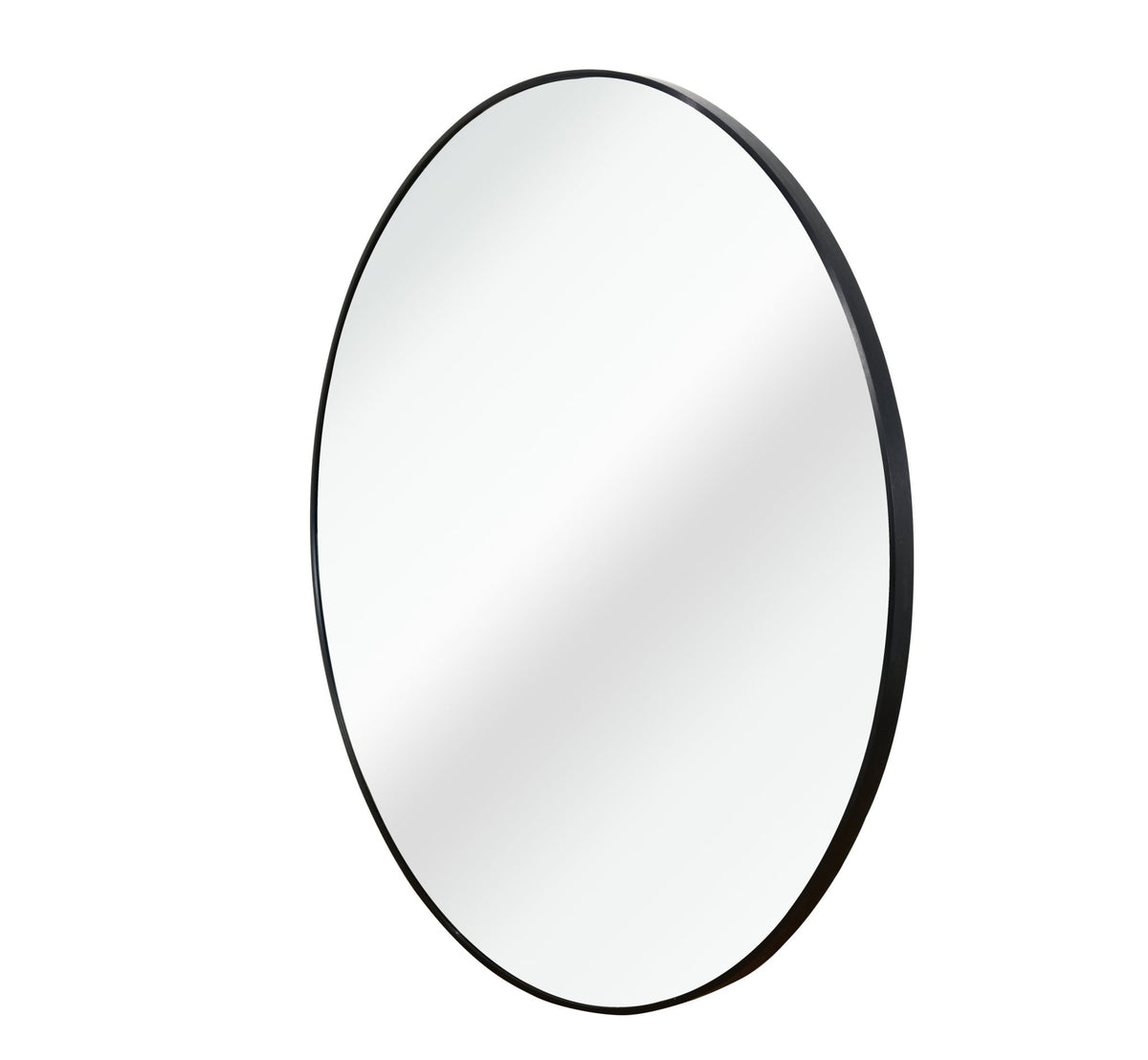 Round black aluminum frame wall-mounted bath mirror from Anthony & Home, 36-inch size with high-definition glass.