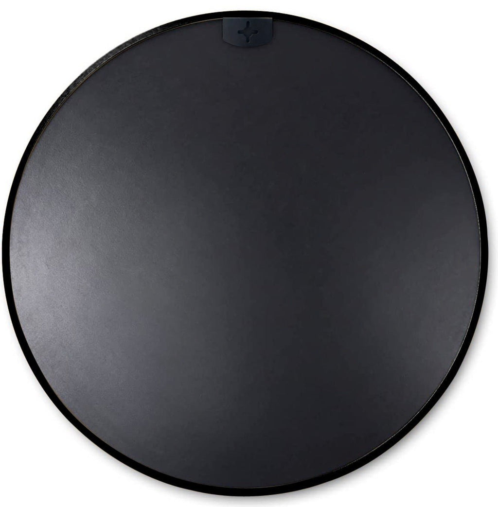 Round black aluminum frame bath mirror by Anthony & Home, 36-inch wall mount with high-definition glass for bathroom decor