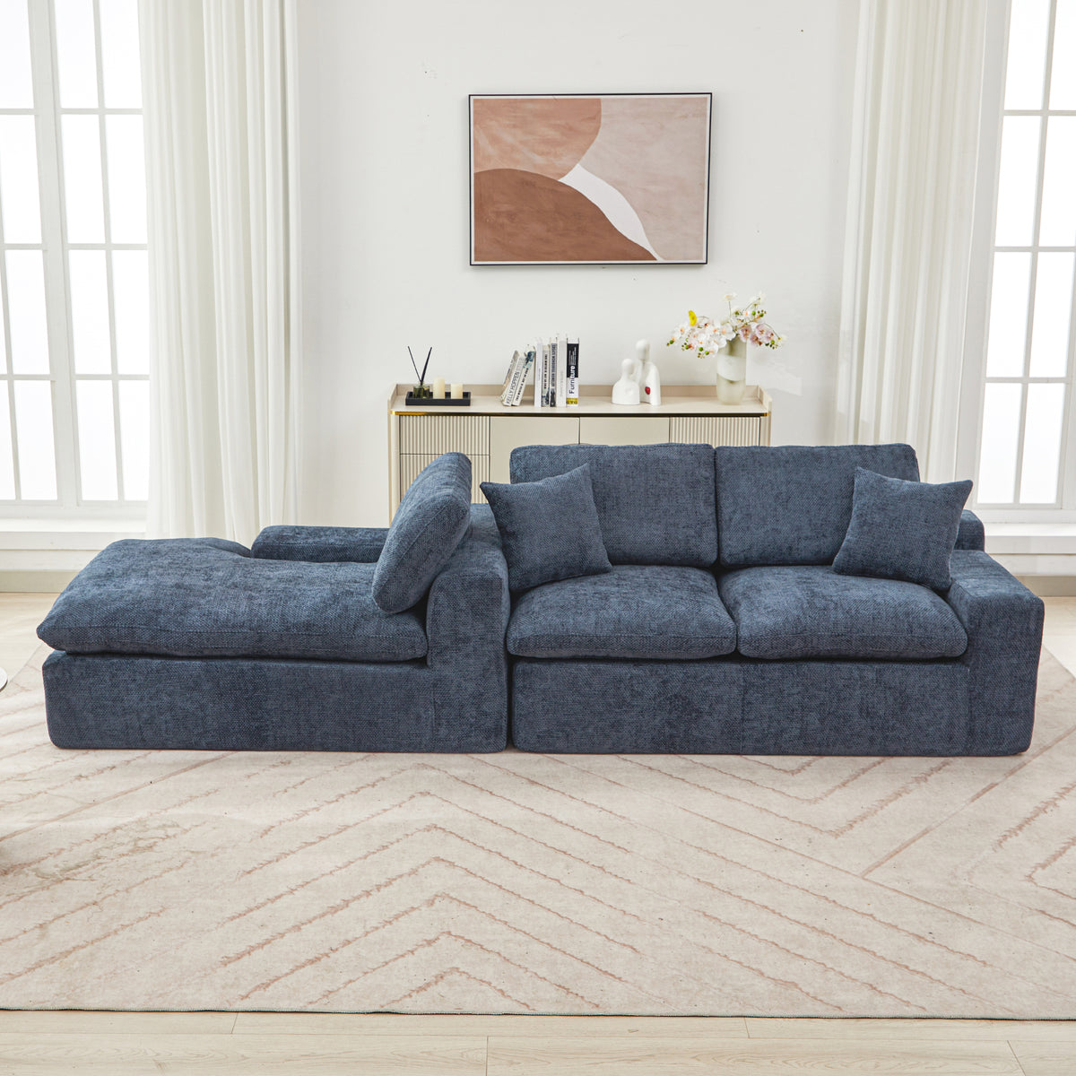 Anthony & Home Cloud Chenille Sectional Sofa, limited edition with plush, soft chenille fabric and modern design in a cozy living room setting.