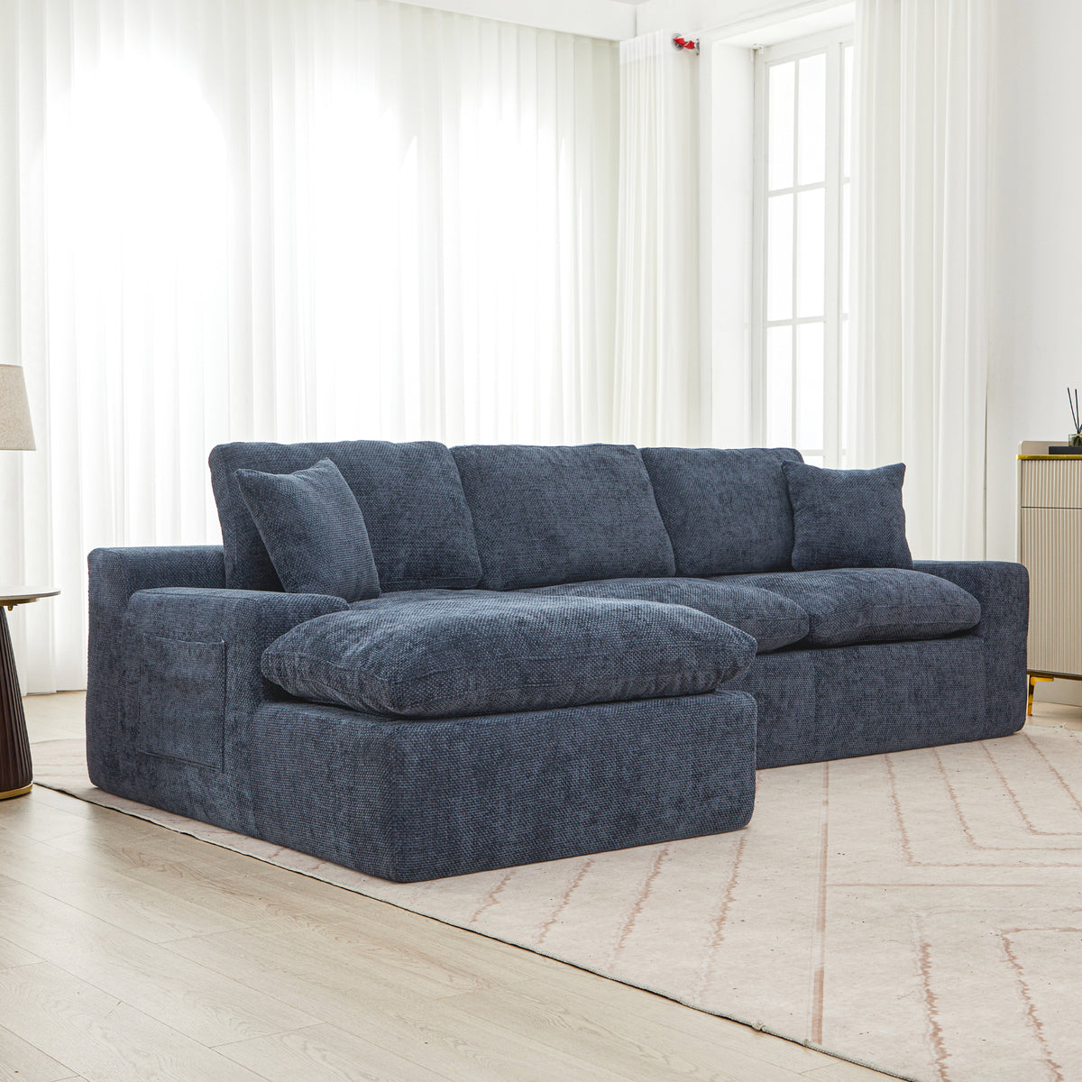 Anthony & Home Cloud Chenille sectional sofa, limited edition, with plush cushions and modern design in a cozy living room setting.