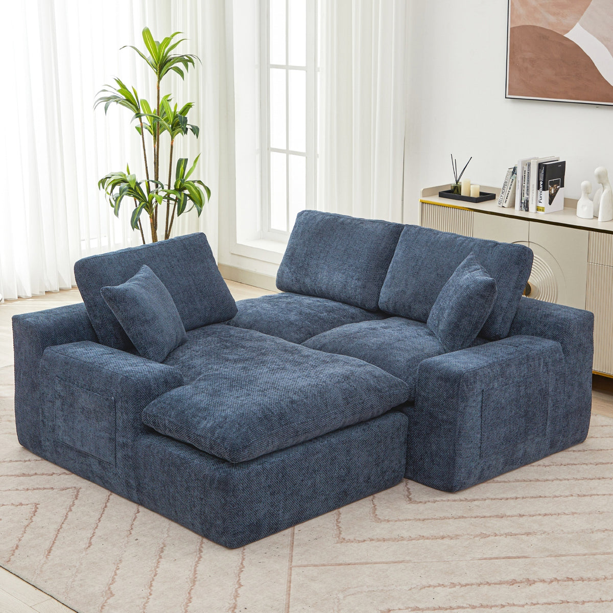 Anthony & Home Cloud Chenille Sectional Sofa, limited edition with plush cushions and modern design in a living room setting.
