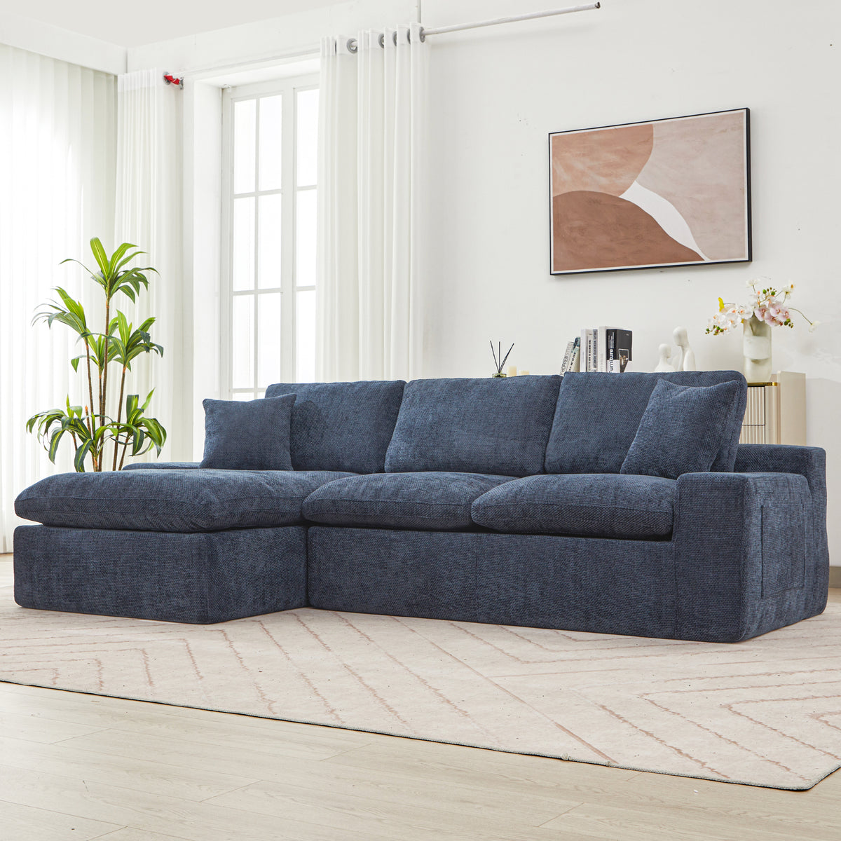 Anthony & Home Cloud Chenille sectional sofa in limited edition with plush cushions and modern design, shown in a cozy living room setting.