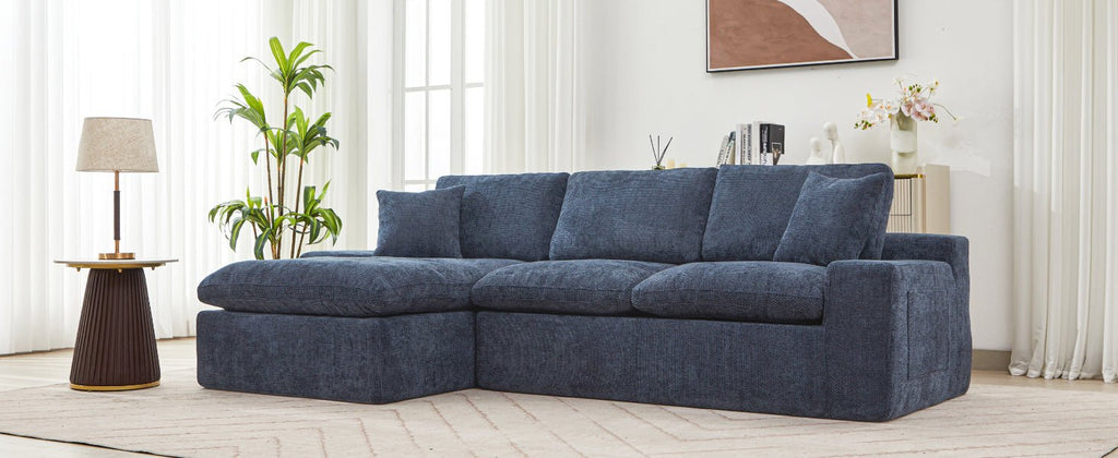 Limited edition Anthony & Home Cloud Chenille sectional sofa with plush cushions and contemporary design in a cozy living room setting.