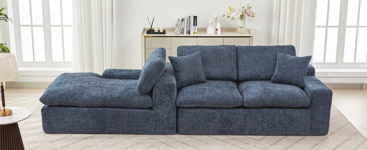 Cloud chenille sectional sofa by Anthony & Home, limited edition, featuring plush cloud-inspired chenille fabric and modern design.