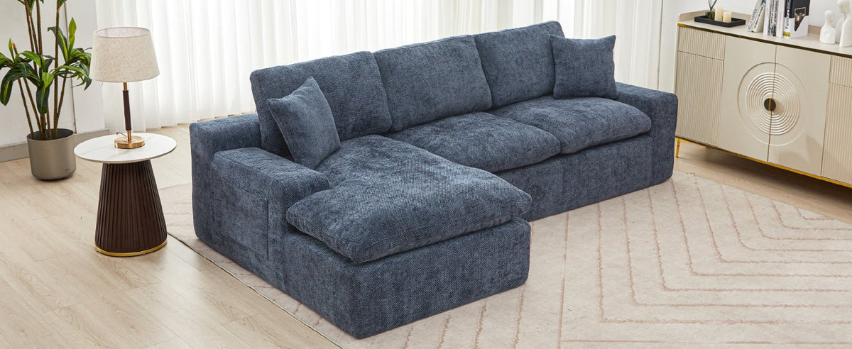 Anthony & Home Cloud Chenille sectional sofa in a limited edition, featuring plush fabric and modern design in a cozy living room setting.