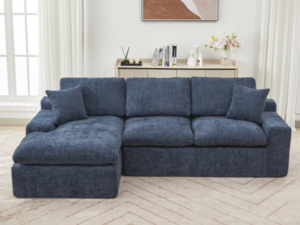 Cloud chenille sectional sofa by Anthony & Home, featuring plush cushions and a modern design in soft cloud gray fabric.