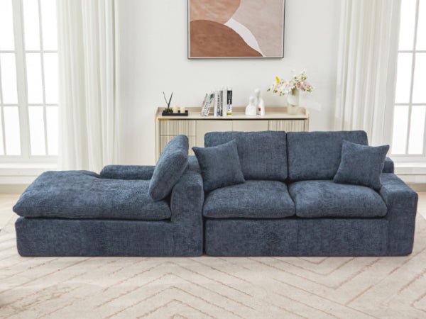 Cloud Chenille Sectional Sofa by Anthony & Home showing plush, modern design with soft chenille fabric in a spacious living room setting.