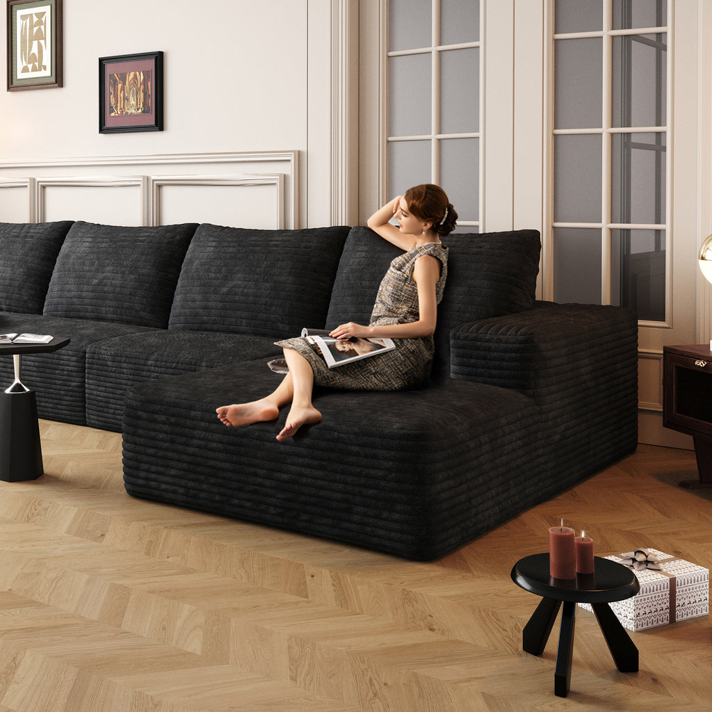 Anthony & Home cloud sectional sofa in corduroy, 107-inch L-shape chaise with plush cushions and modern design.