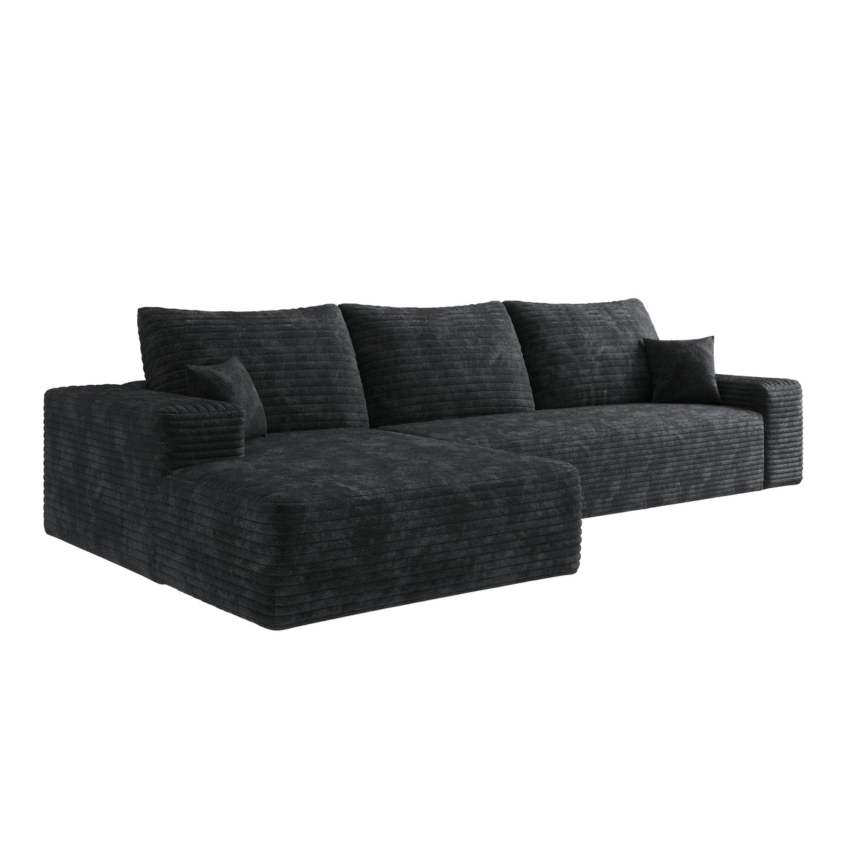 Anthony & Home cloud sectional sofa in corduroy, 107-inch L-shape chaise with plush cushions and modern design.