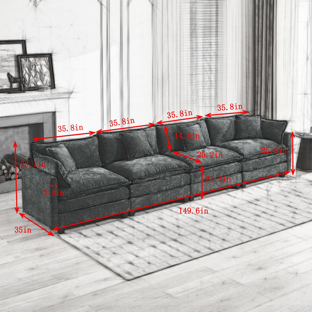 Beige Chenille sectional sofa by Anthony & Home, featuring plush cushions and modern design in a cozy living room setting.
