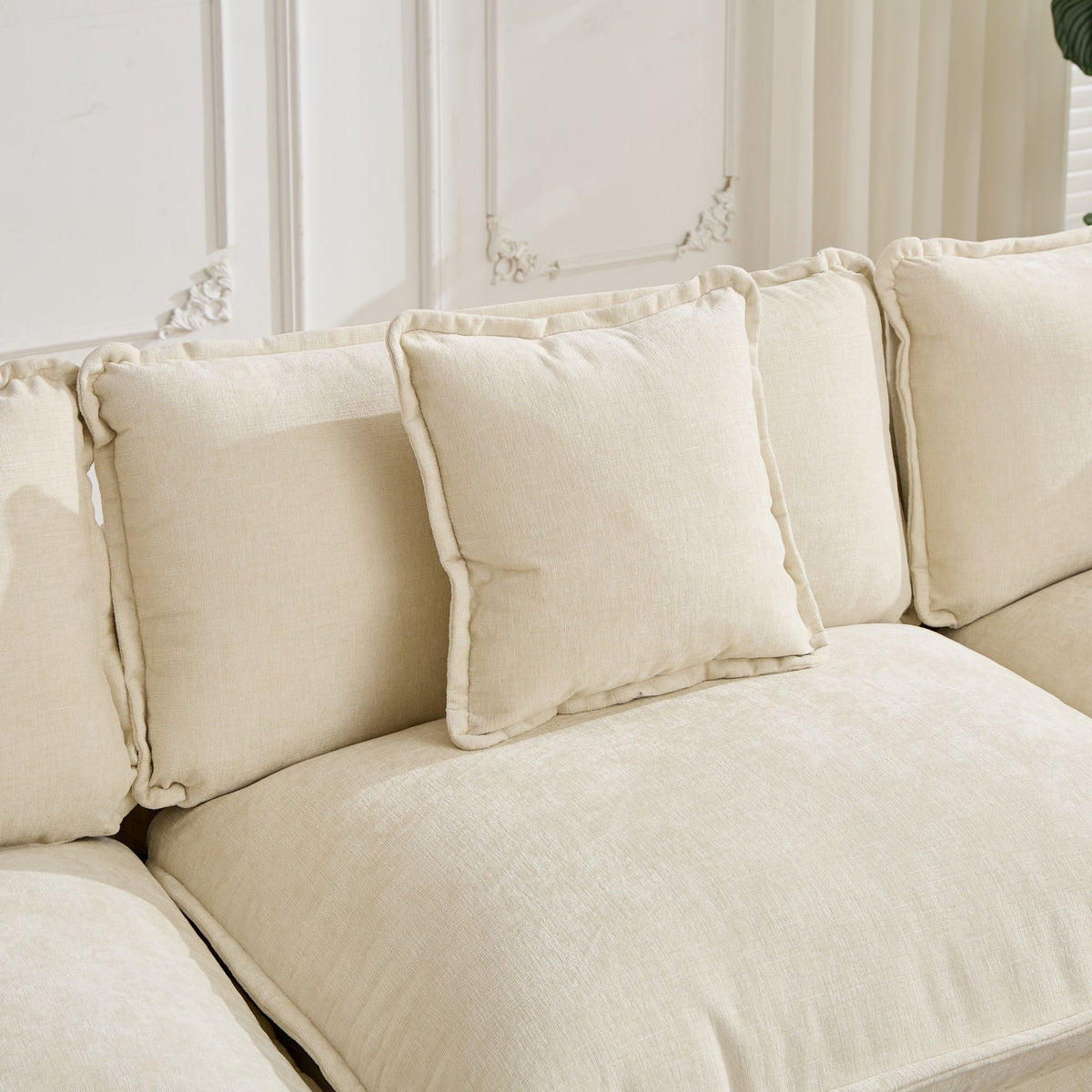 Beige chenille sectional sofa by Anthony & Home from Cloud Studio, featuring plush cushions and modern design.