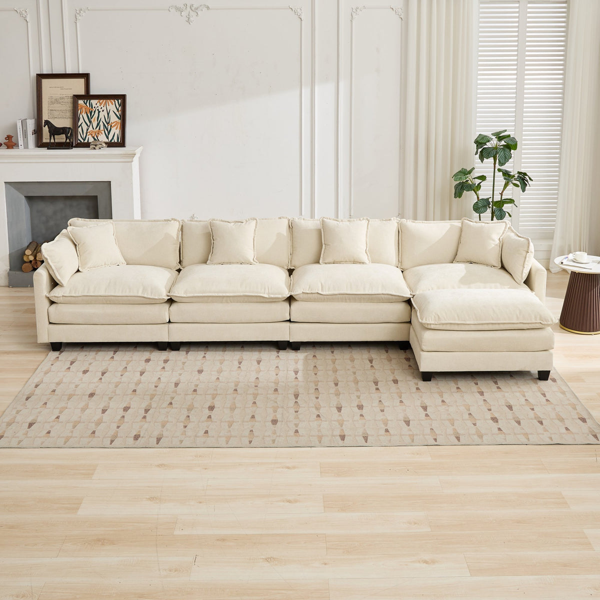 Beige Chenille sectional sofa by Anthony & Home from Cloud Studio, featuring plush cushions and modern design for living room comfort.