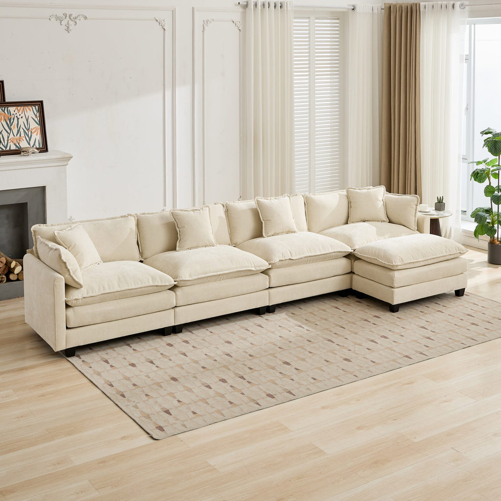 Beige Chenille sectional sofa by Anthony & Home from Cloud Studio, showing plush fabric and spacious seating arrangement.