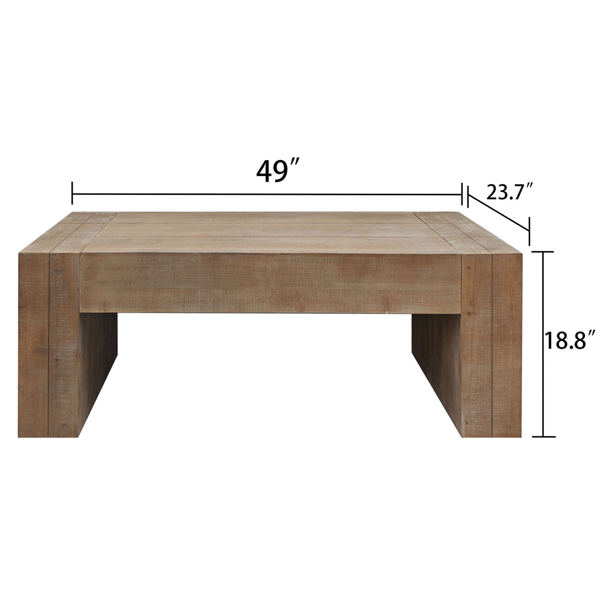 Distressed natural finish engineered wood coffee table with sleek design, by Anthony & Home, showing smooth surface and sturdy construction.