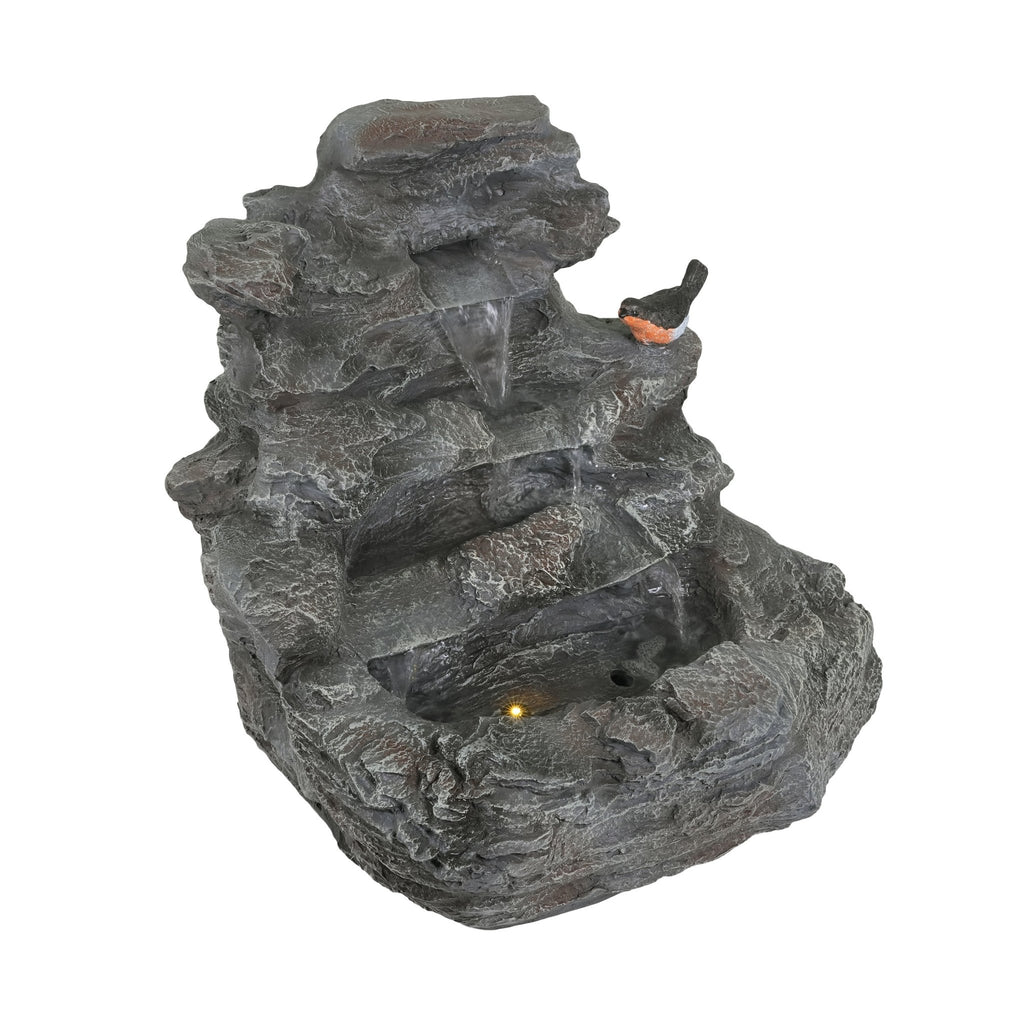 4-tier concrete rock waterfall fountain by Anthony & Home with flowing water and natural stone design for outdoor decor