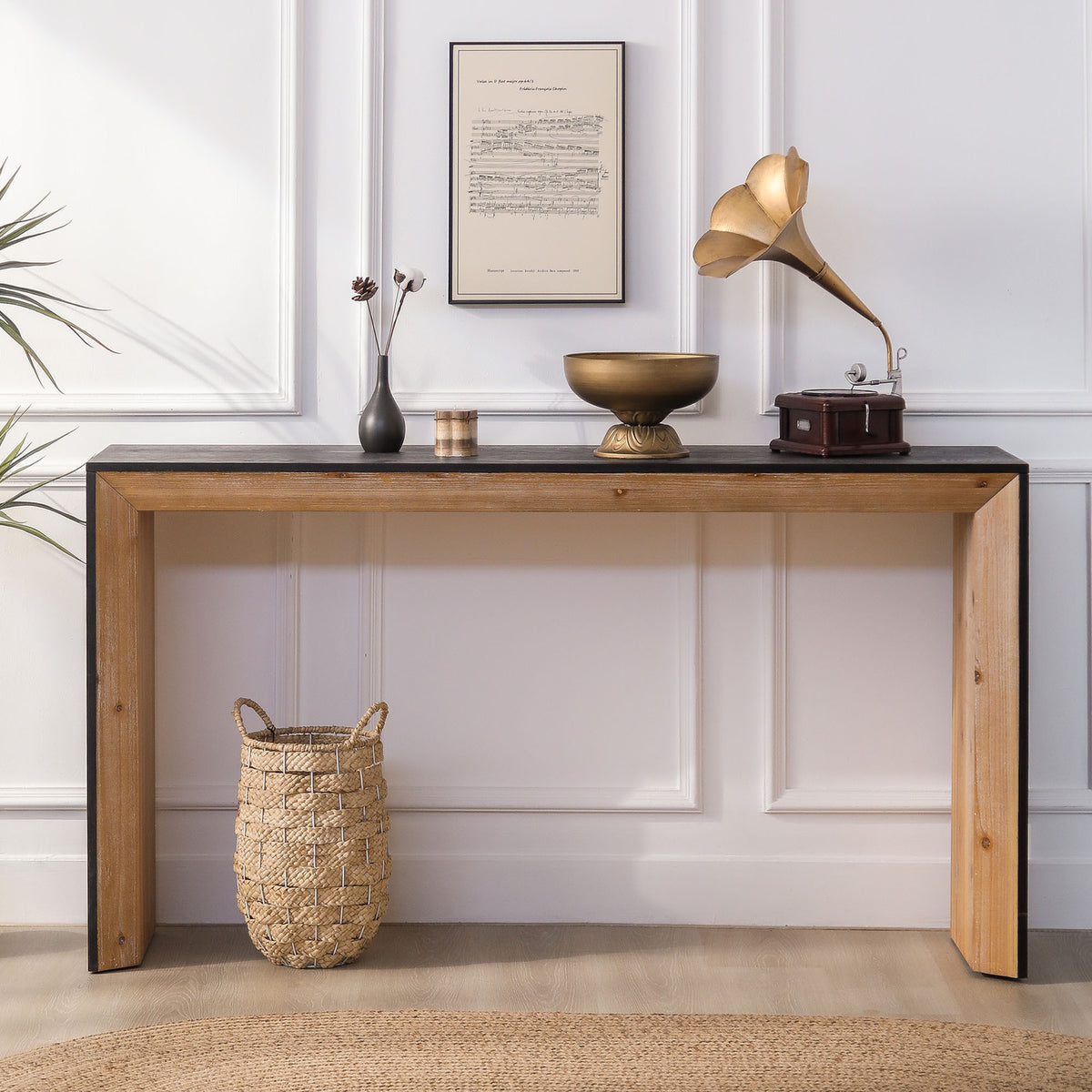 Modern rustic Anthony & Home console table with engineered wood, powder-coated finish from the Limited Edition collection.