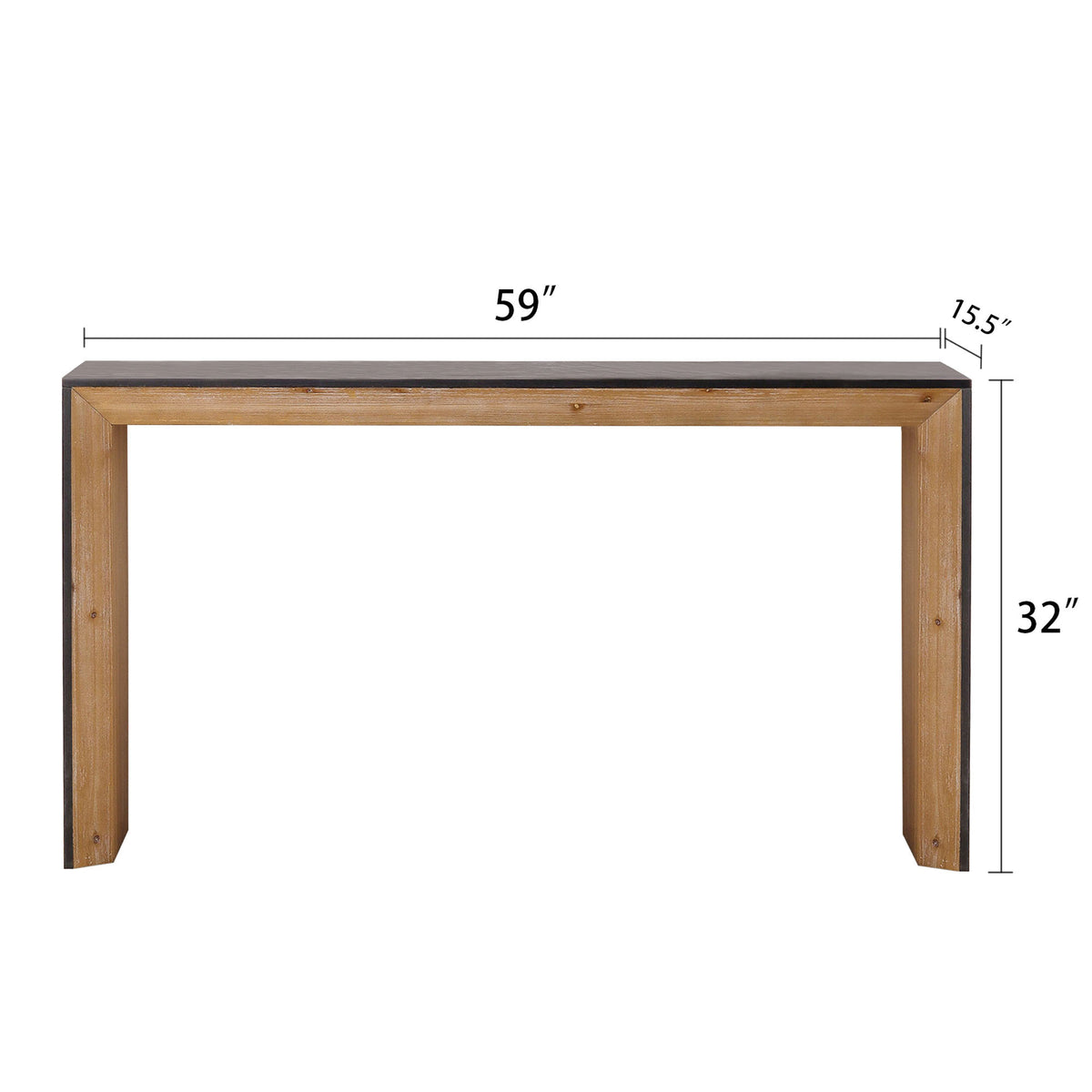 Modern rustic engineered wood console table with powder-coated finish from Anthony & Home's Limited Edition collection.