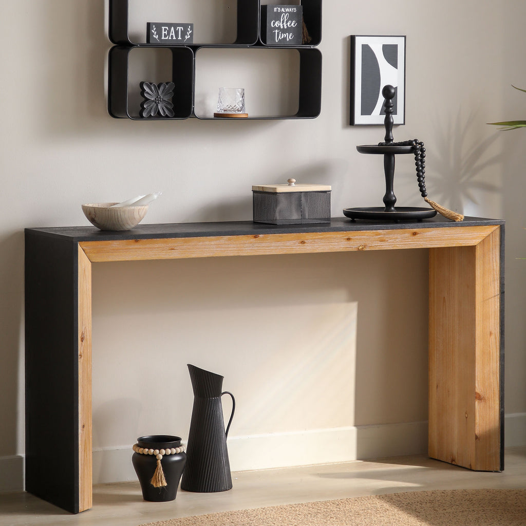 Modern rustic wooden console table from Anthony & Home with powder-coated finish, part of Limited Edition collection.