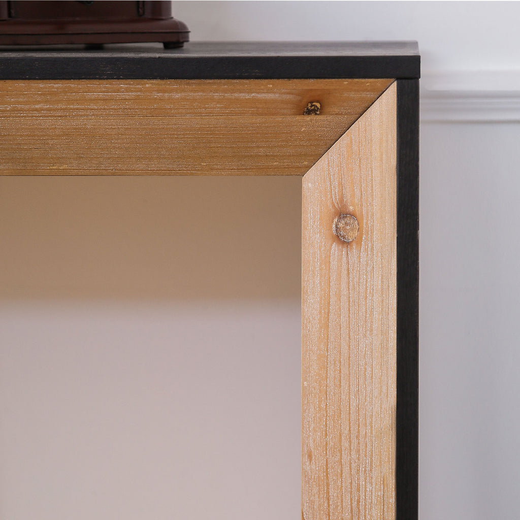 Modern rustic engineered wood console table with powder-coated finish from Anthony & Home's limited edition collection.