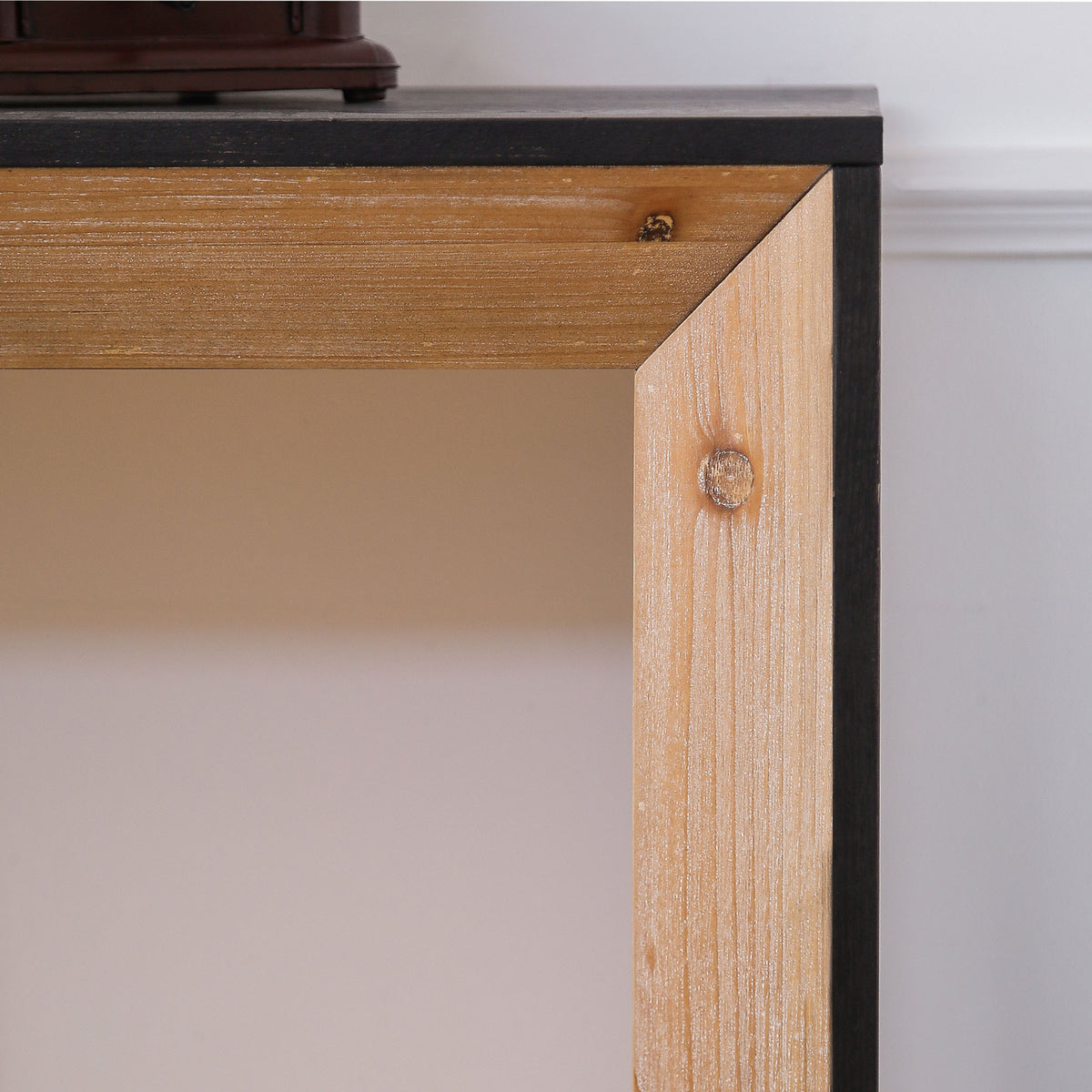 Modern rustic engineered wood console table with powder-coated finish from Anthony & Home's limited edition collection.