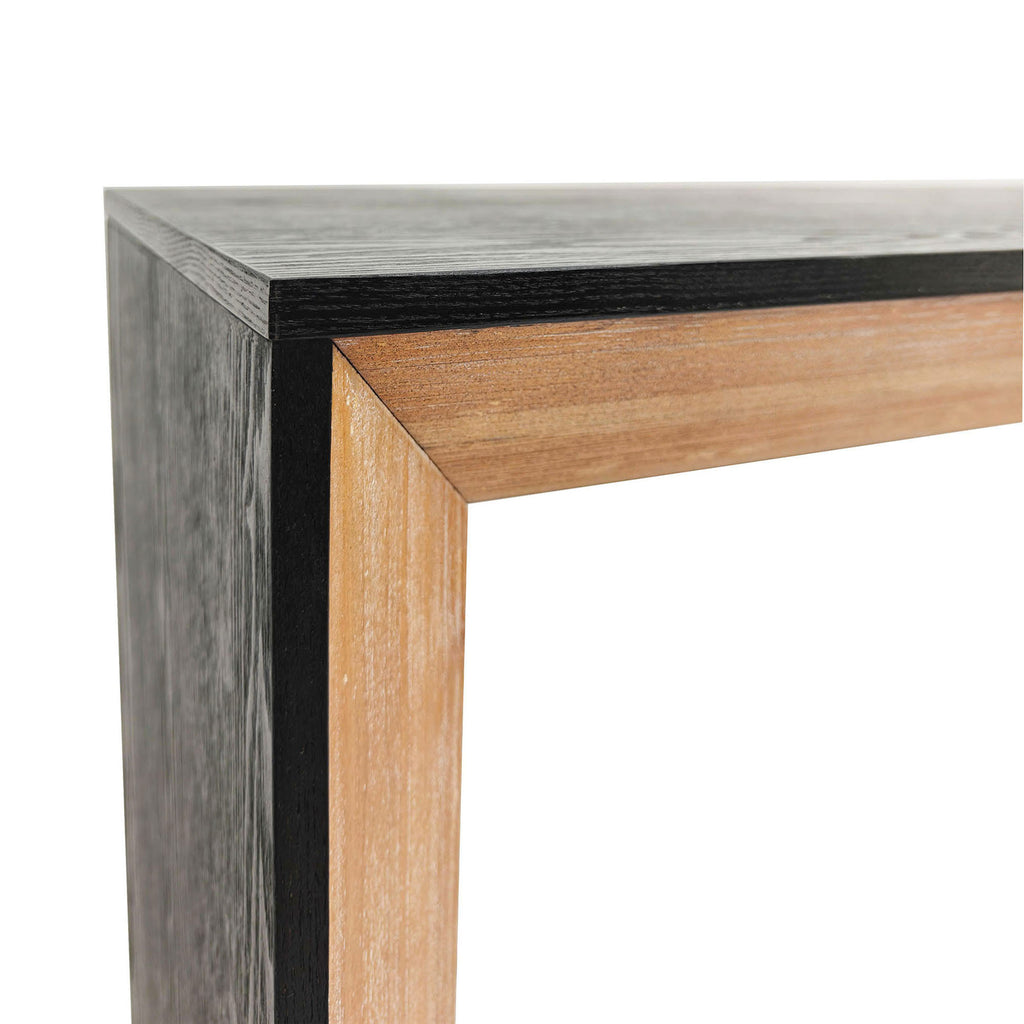 Modern rustic engineered wood console table with powder-coated finish from Anthony & Home's limited edition collection.