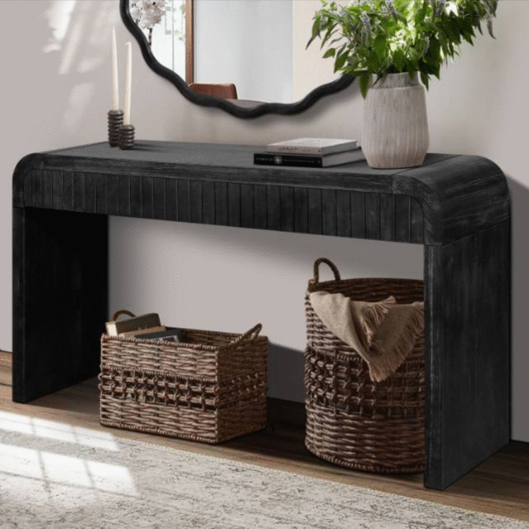 Antique black Anthony & Home limited edition console table with sleek design and sturdy legs, ideal for entryways or living rooms.