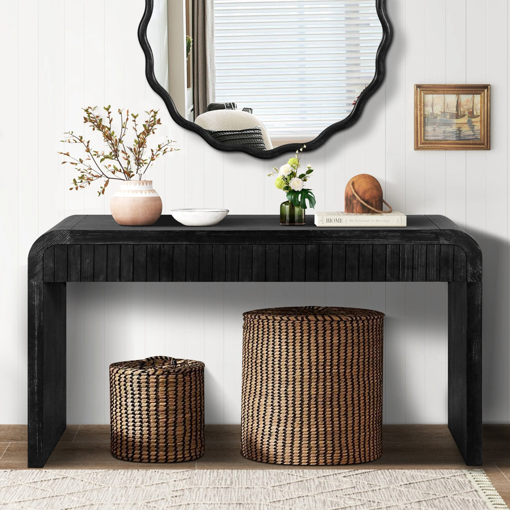 Antique black Anthony & Home console table with sleek tabletop and elegant legs, limited edition furniture piece.