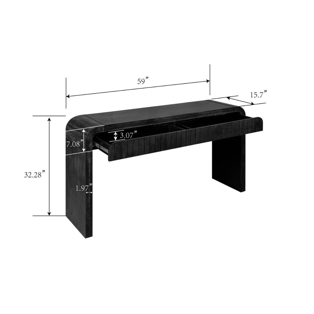 Antique black Anthony & Home limited edition console table with sleek design and sturdy construction, showcased in a modern living space.