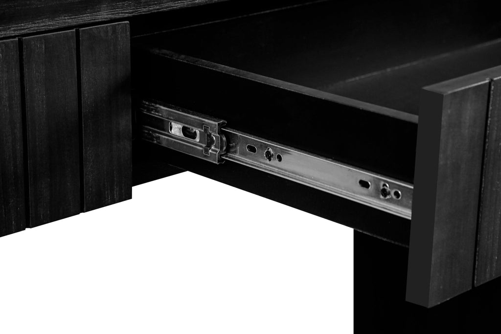 Antique black Anthony & Home console table with a sleek limited edition design, featuring a smooth surface and elegant legs.