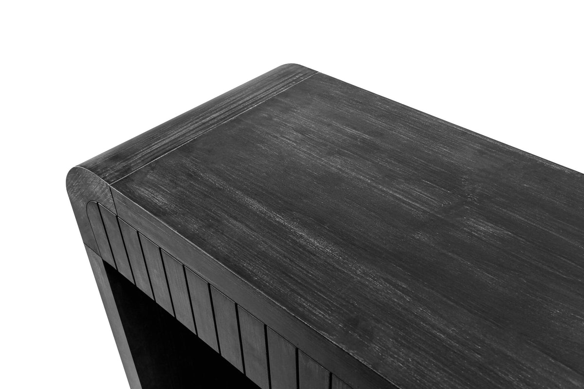 Antique black Anthony & Home console table with a sleek, limited edition design, showcasing a stylish and modern furniture piece.