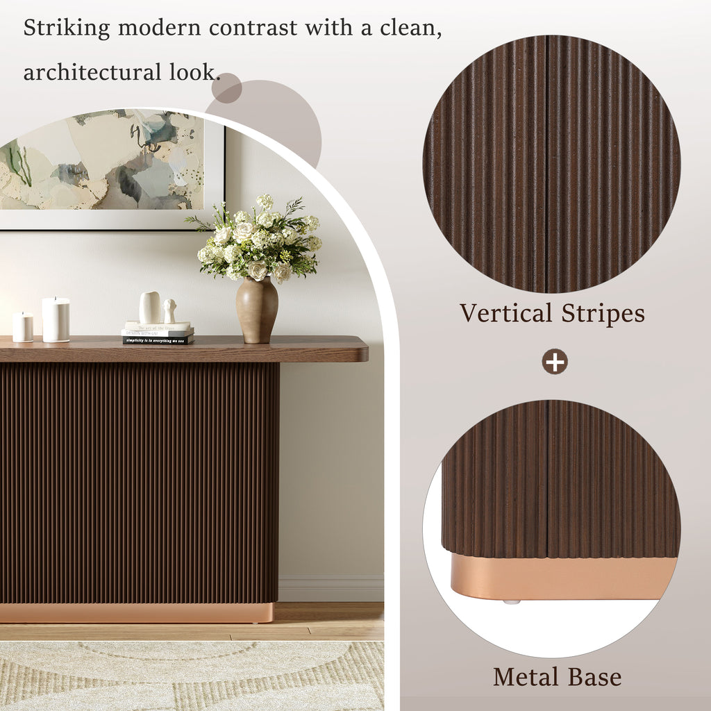 Anthony & Home console table with ash veneer top, fluted base, and metal accent in the Studio Collection.