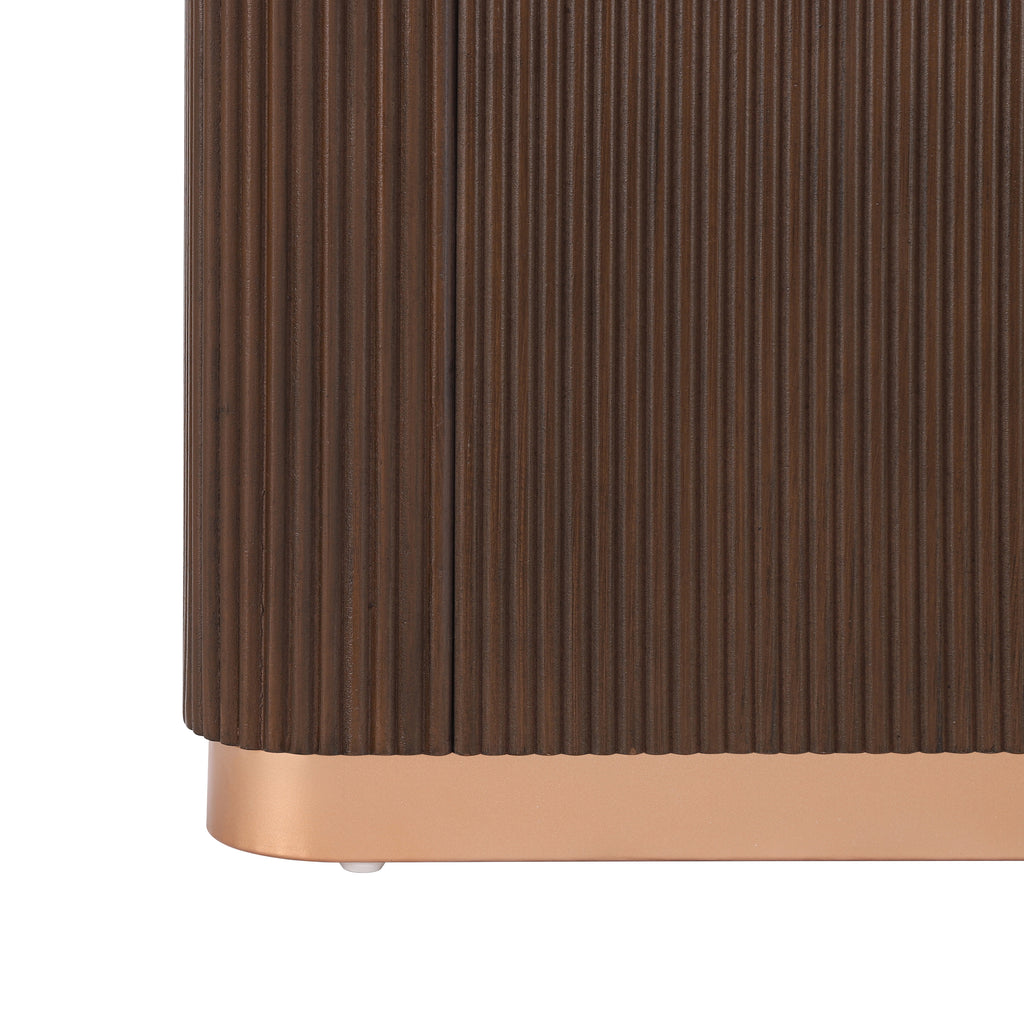 Anthony & Home Console Table with ash veneer top, fluted base, and metal accents from the Studio Collection.