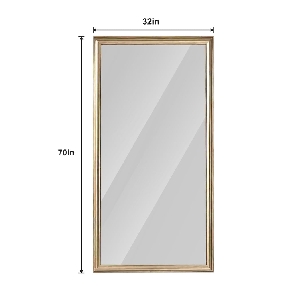 Elegant full-body mirror with copper finish and wood frame, floor-standing design from Anthony & Home's exclusive collection.