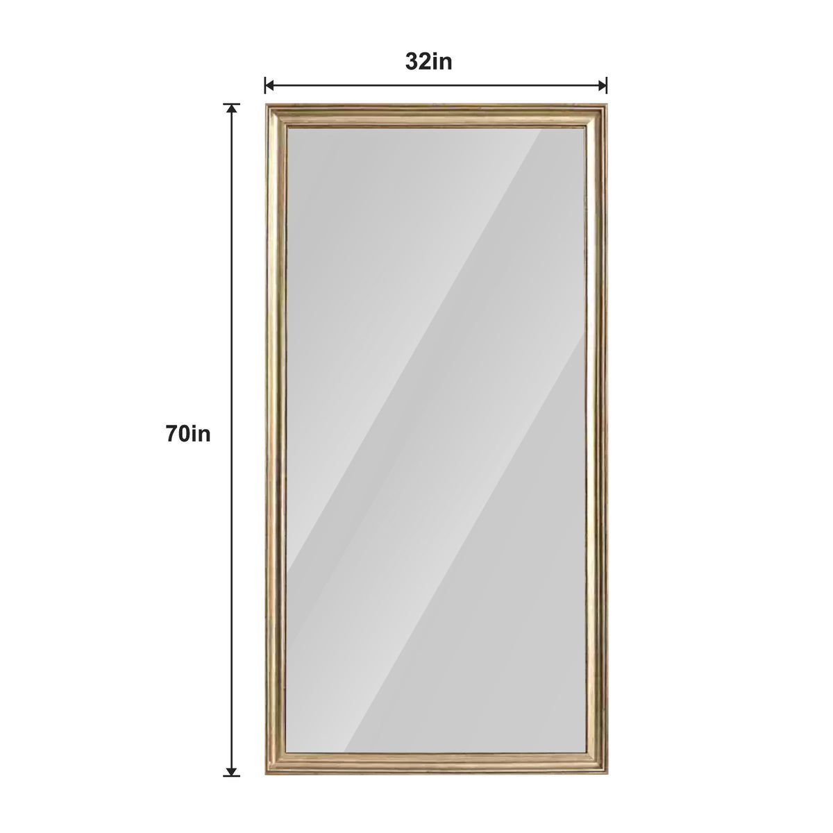 Elegant full-body mirror with copper finish and wood frame, floor-standing design from Anthony & Home's exclusive collection.