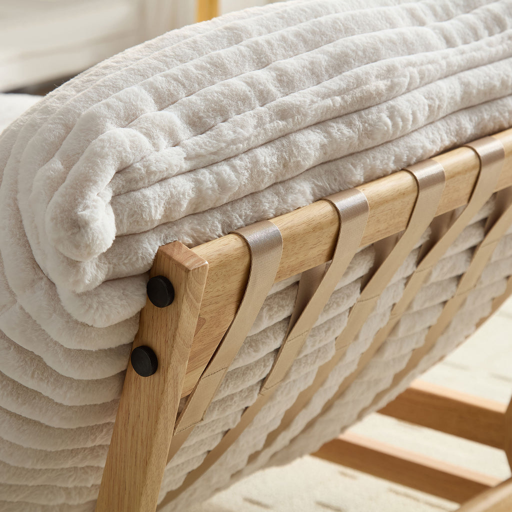Off-white corduroy armless lazy sofa by Anthony & Home, limited edition, showcasing soft fabric and modern lounge design.