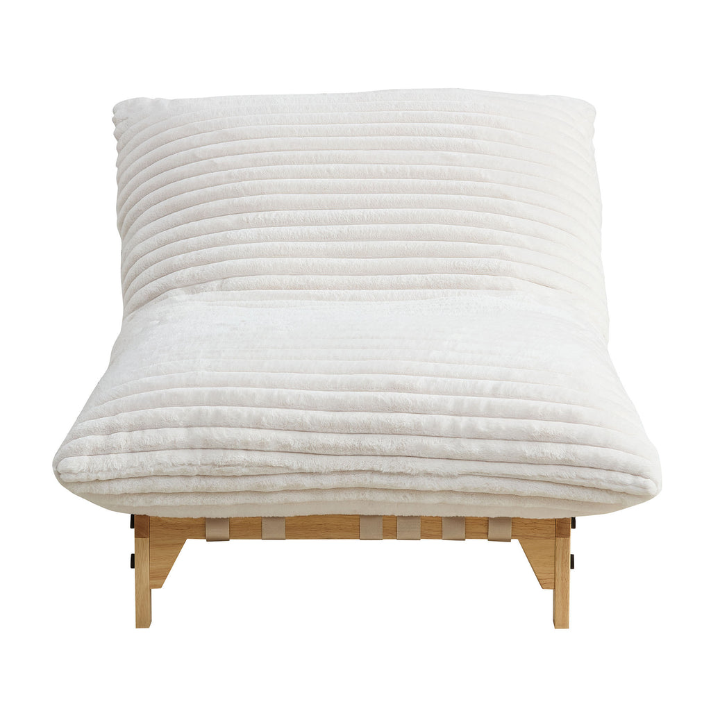 Off-white Anthony & Home corduroy armless lazy sofa, limited edition, with plush cushions and modern design in a cozy living room setting.