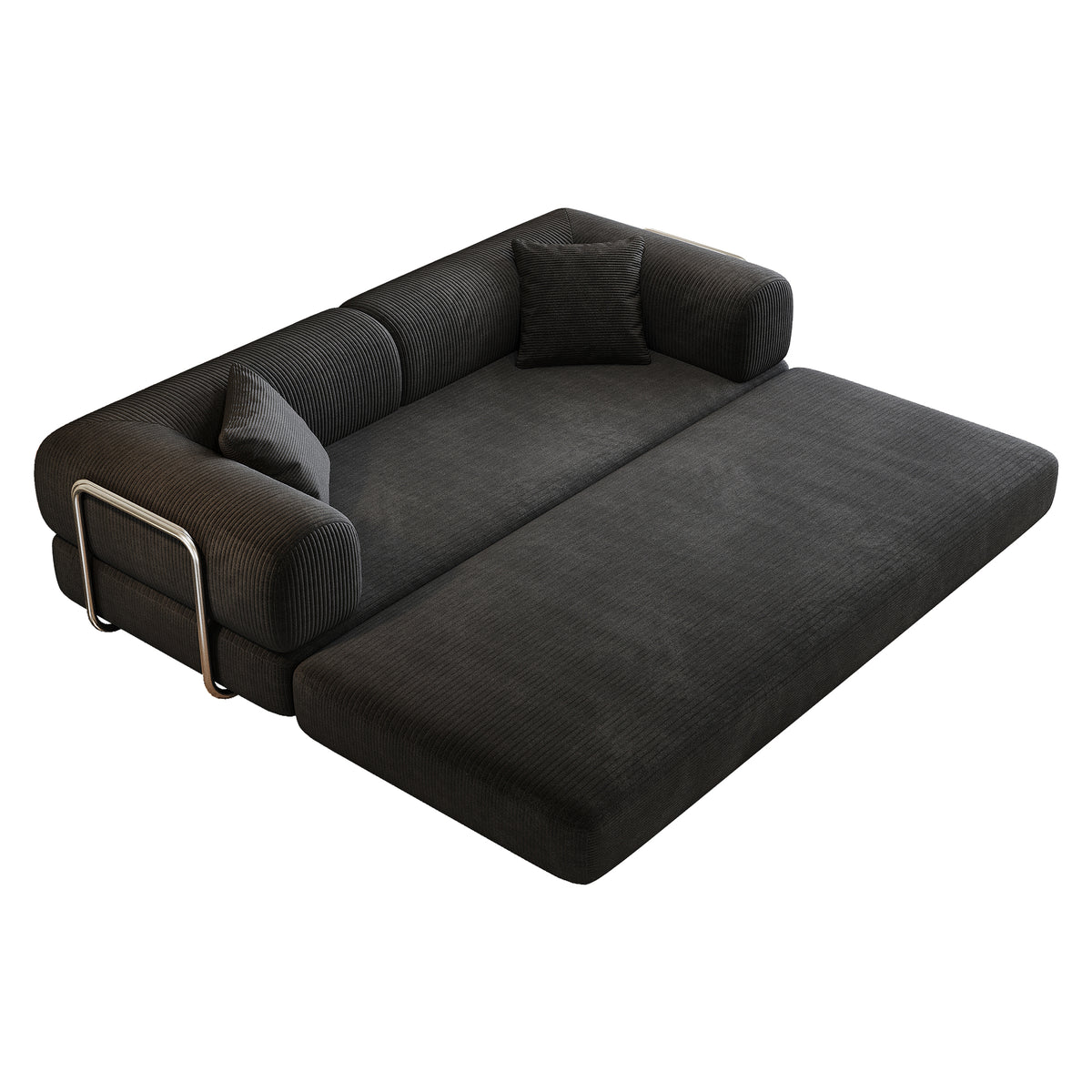 Black Anthony & Home Corduroy Convertible Sofa Bed from the Atelier Collection, featuring a sleek design and plush fabric.