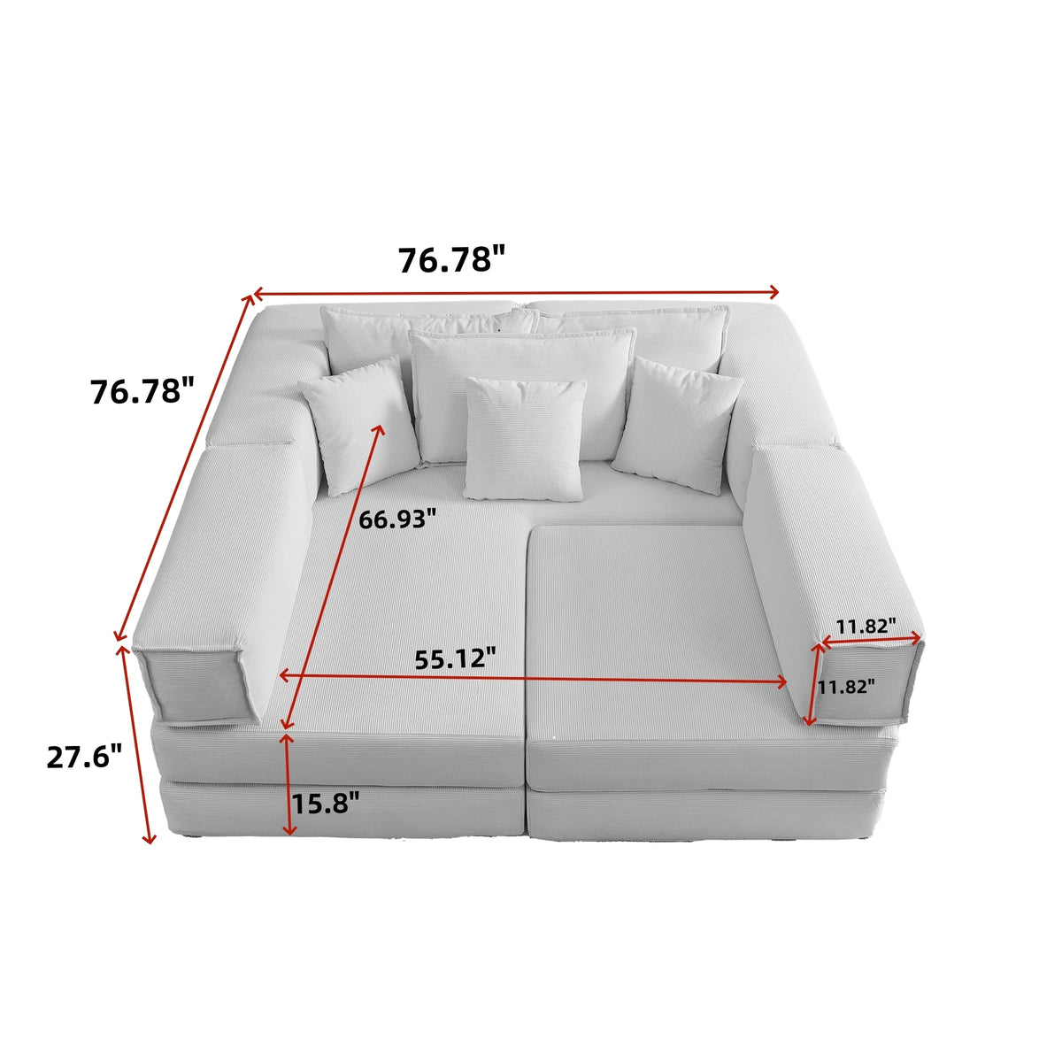 Black corduroy modular sectional sofa by Anthony & Home, showcasing plush fabric and versatile seating arrangement.
