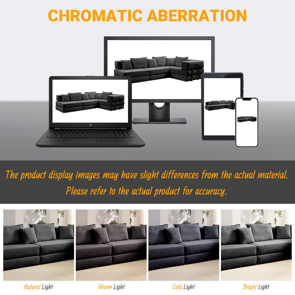 Black Anthony & Home corduroy modular sectional sofa with multiple seating sections, modern design, and plush cushions.