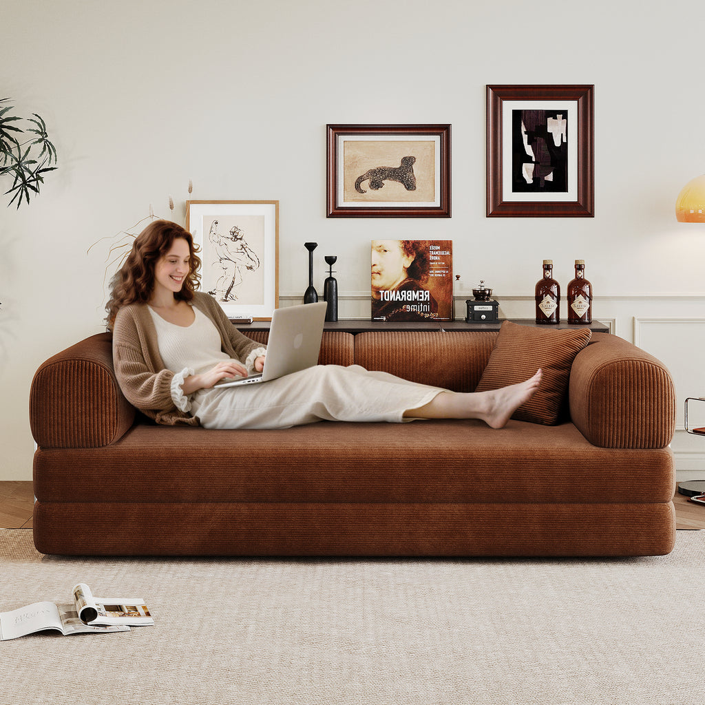 Corduroy Studio Convertible Sofa Bed by Anthony & Home shown in a modern living room setting.