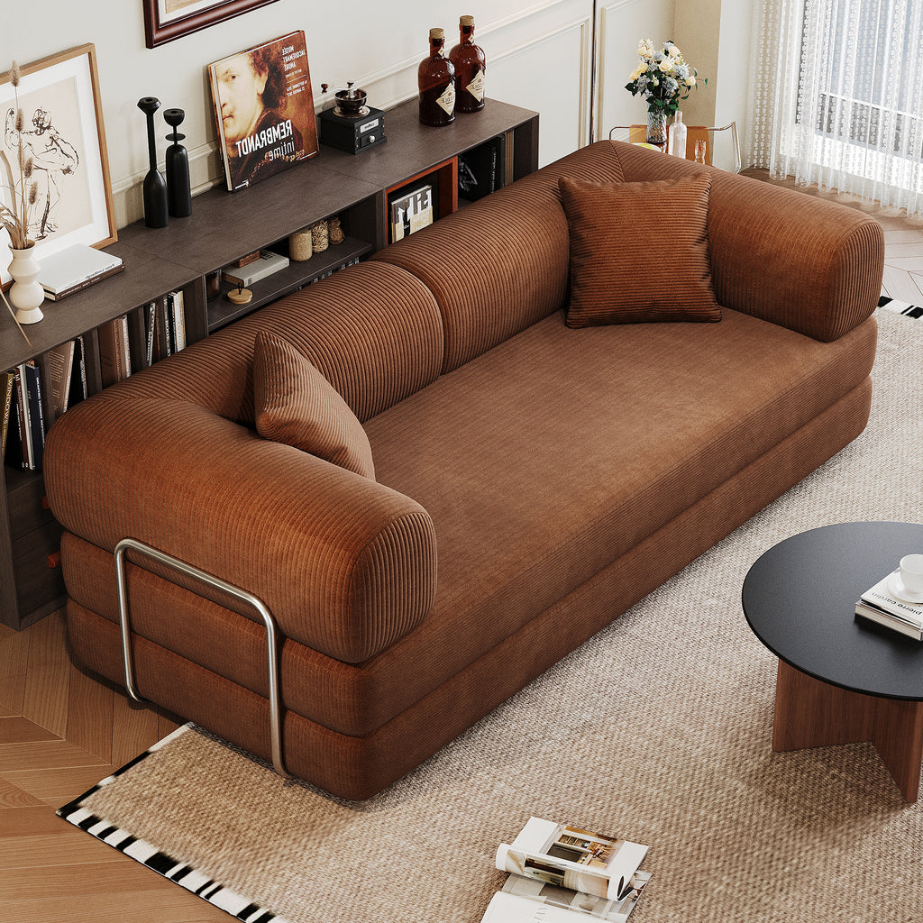 Anthony & Home Corduroy Studio Convertible Sofa Bed shown in a modern living space, featuring soft corduroy fabric and versatile design