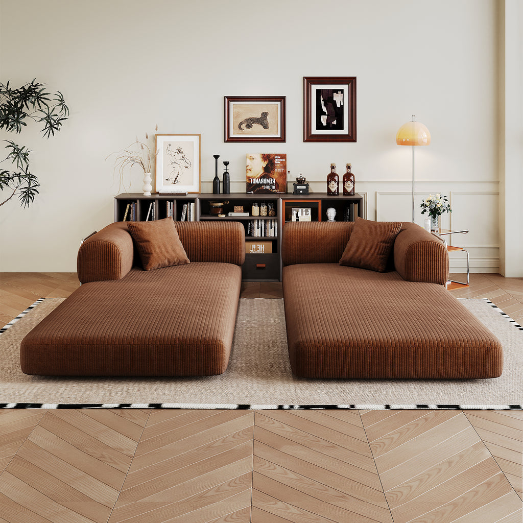Anthony & Home Corduroy Studio Convertible Sofa Bed showing a stylish, plush fabric sofa that easily converts into a bed.