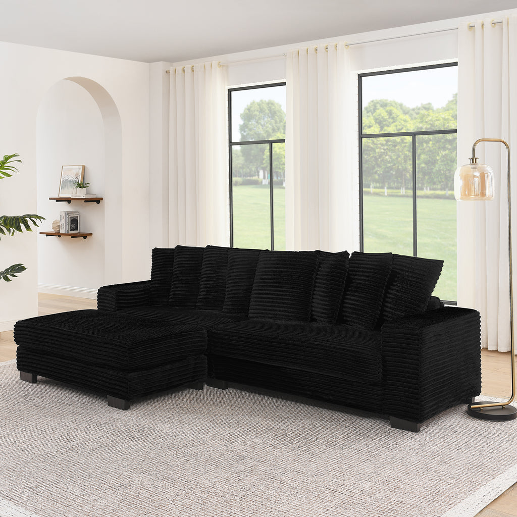 Corduroy tufted sleeper sectional in Signature Edition by Anthony & Home, featuring plush cushions and a modern design.