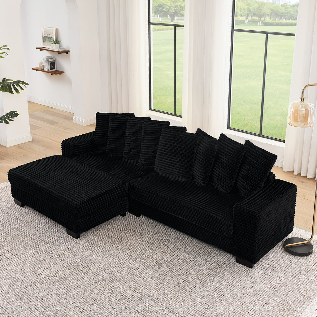 Corduroy tufted sleeper sectional by Anthony & Home showing plush cushions and modern design in a cozy living room setting.