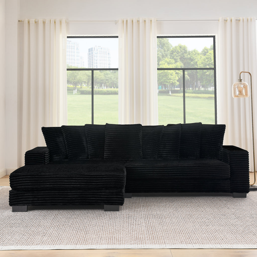 Corduroy tufted sleeper sectional sofa by Anthony & Home, featuring a stylish design with plush cushions and a versatile sleeping area.
