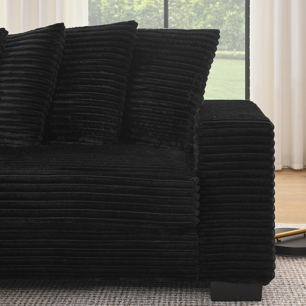 Corduroy tufted sleeper sectional in signature edition by Anthony & Home, featuring plush cushions and modern design.