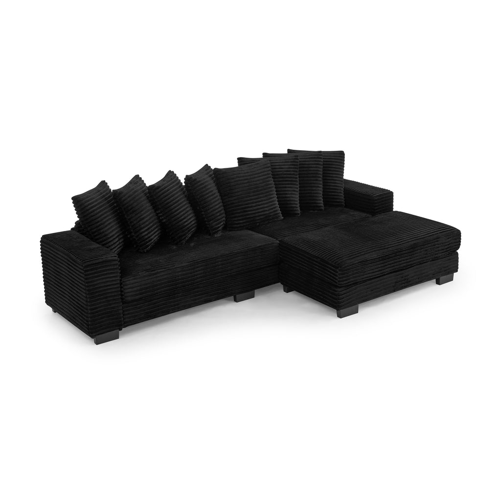 Corduroy tufted sleeper sectional by Anthony & Home featuring plush cushions and a stylish, modern design in a neutral color.