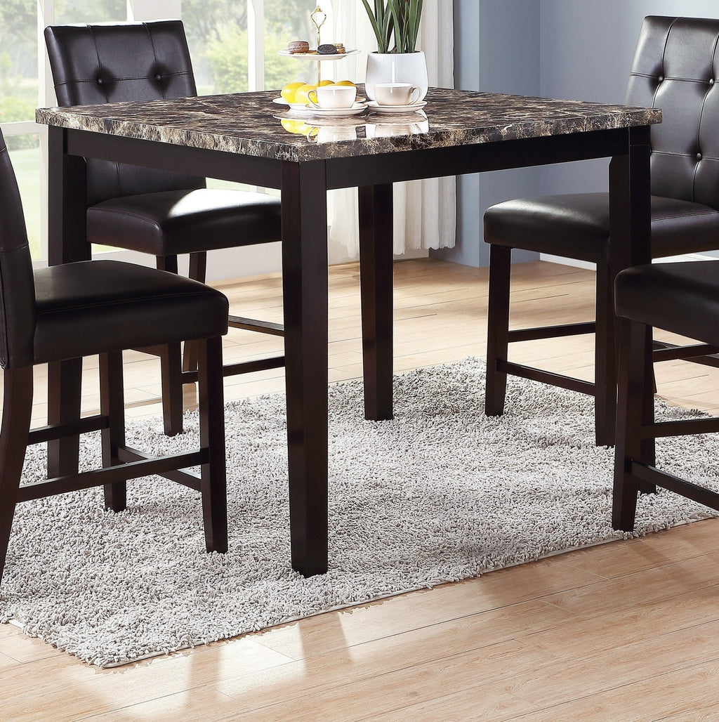 Counter height dining set by Anthony & Home featuring a faux marble table and matching chairs for modern kitchen seating.